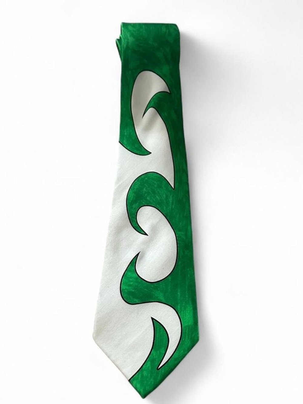 Expressions Green and White Swirl Pattern Men's silk Tie